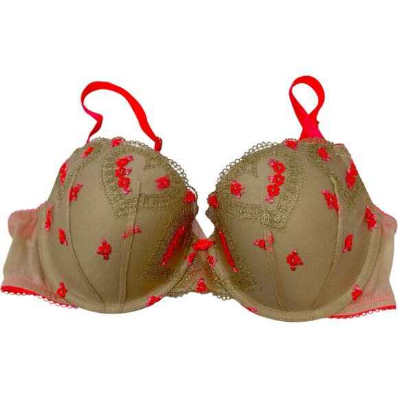 Victoria’s Secret Dream Angels Lined Demi Bra Size 34D Embroidered Lace Floral